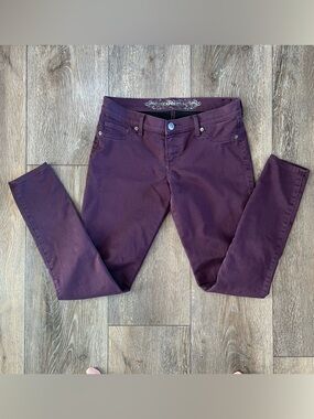 Express Woman’s mid-rise Jeggings Purple Skinny Jean Stretchy Size 8